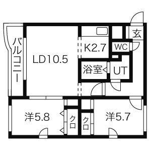 ルシード菊水元町(2LDK/2階)の間取り写真