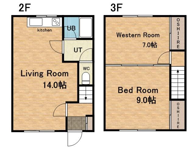 コーポ義(2LDK/2階)の間取り写真