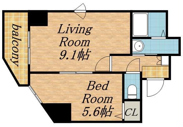 パーチェ豊平公園(1DK/8階)の間取り写真