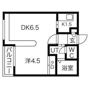 ダイアナ白石ヒルズ III(1DK/1階)の間取り写真