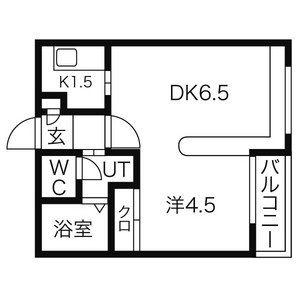 ダイアナ白石ヒルズ III(1DK/1階)の間取り写真