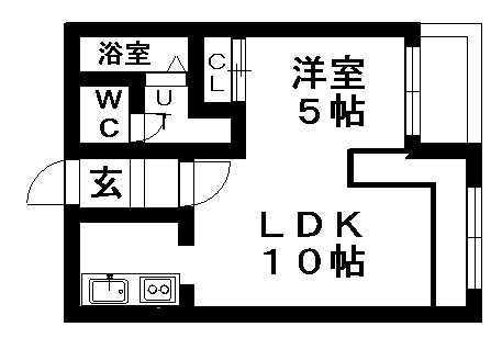 ダイアナ白石ヒルズ III(1DK/3階)の間取り写真