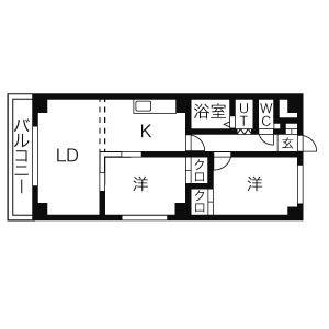 プラザくりの木(2LDK/3階)の間取り写真