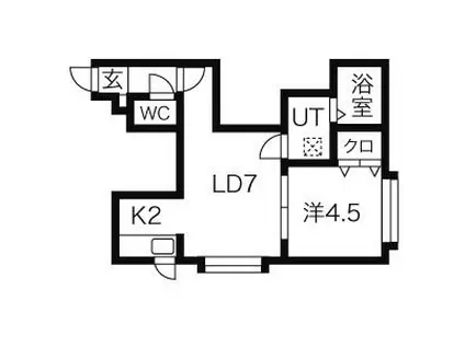 ランドマーク文京台B棟(1DK/2階)の間取り写真
