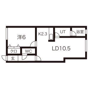 カーナハギナカ(1LDK/2階)の間取り写真