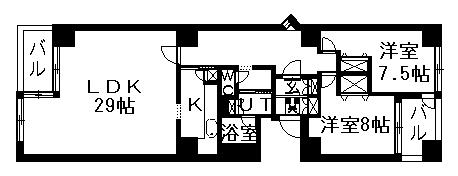 エルミタージュユリ(2LDK/7階)の間取り写真