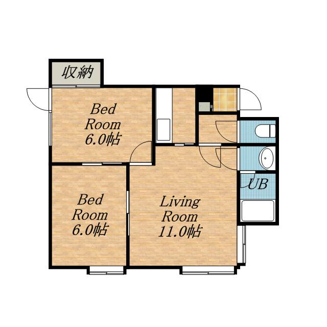 フォーサイト平和通(2LDK/3階)の間取り写真