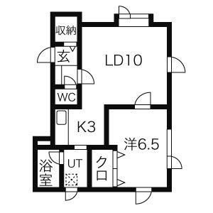 デュオ白菊(1LDK/2階)の間取り写真