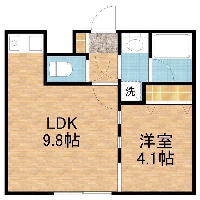 ノースバレー(1LDK/4階)の間取り写真