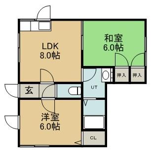 シティハイムオオカワ(2DK/2階)の間取り写真