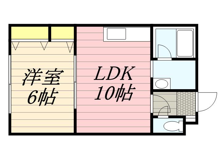 ヒルクレスト南郷(1LDK/3階)の間取り写真