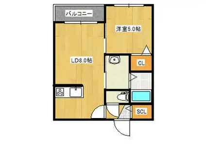 A BOND GRAN菊水(1LDK/3階)の間取り写真