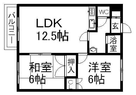 コーポラスワイド(2LDK/1階)の間取り写真