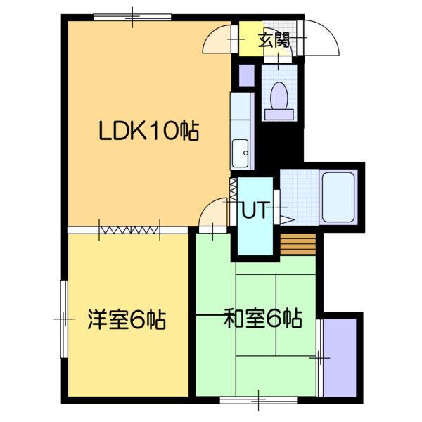 レジデンスヒルトップ2(2LDK/2階)の間取り写真
