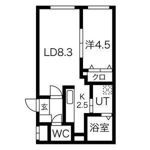 トレフル菊水(1LDK/4階)の間取り写真