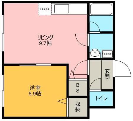 BLUME(1LDK/2階)の間取り写真