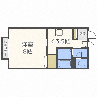 メゾンドミュゲ(1K/2階)の間取り写真