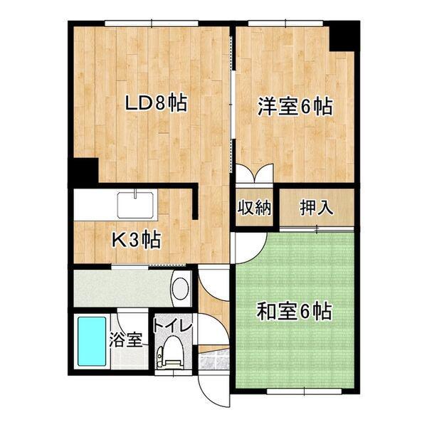 グリーンハイツ(2LDK/2階)の間取り写真