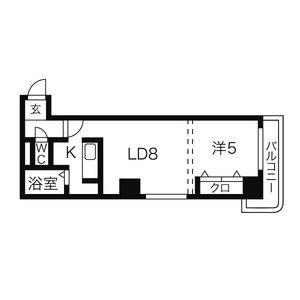コトン月寒中央(1LDK/10階)の間取り写真