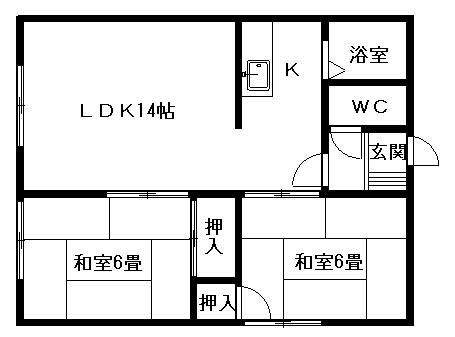 第1佐藤マンション(2LDK/1階)の間取り写真