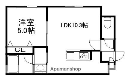 ブレッシング北海道 KITAHIRO(1LDK/4階)の間取り写真