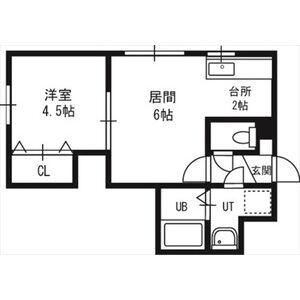 WISTERIA-S(1DK/4階)の間取り写真