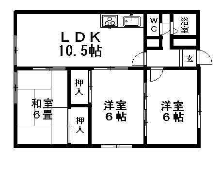 ハイブリッチ・ピア(3LDK/2階)の間取り写真