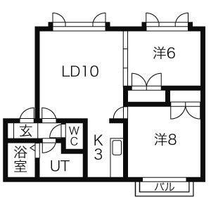 サンビアド(2LDK/2階)の間取り写真