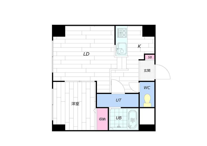 フレスコ大谷地(1LDK/2階)の間取り写真