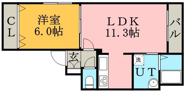 フローリッシュ(1LDK/3階)の間取り写真