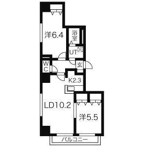 カサビアンコ(2LDK/9階)の間取り写真