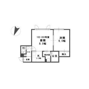 ルミエール白石中央(1LDK/2階)の間取り写真