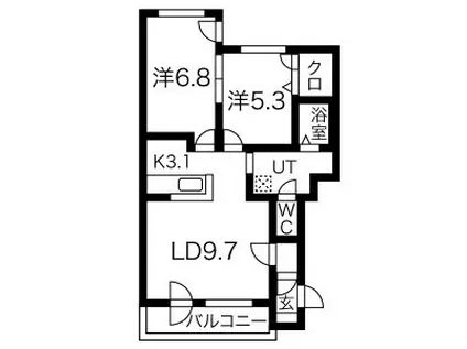 グランメール栄通A(2LDK/4階)の間取り写真