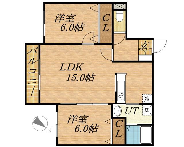 ル・ファール福住(2LDK/3階)の間取り写真