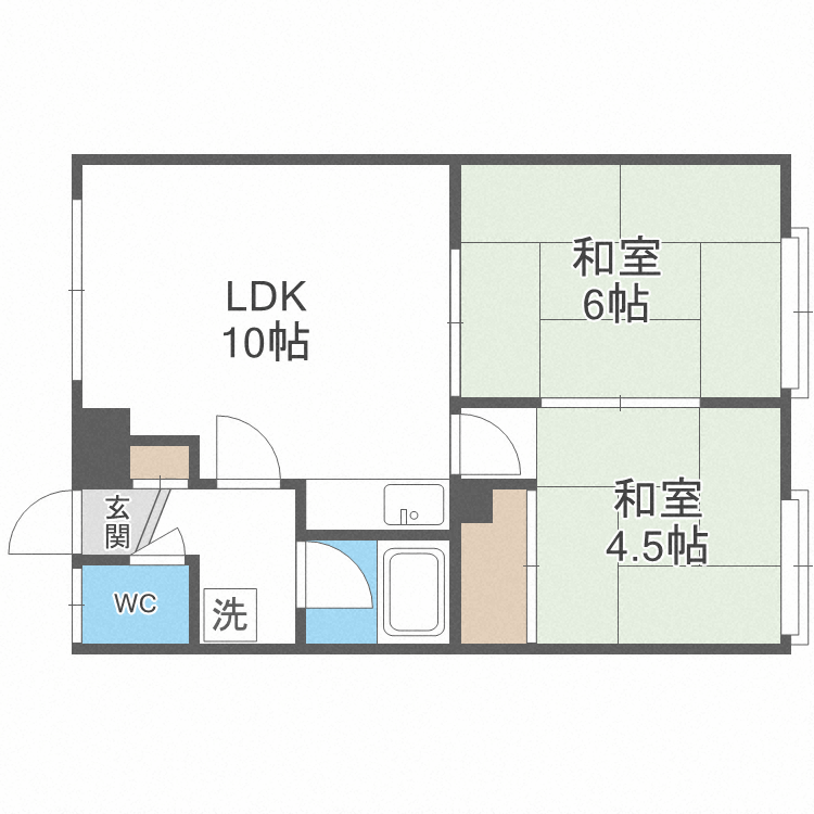 丸亀マンション2号荘(2LDK/2階)の間取り写真
