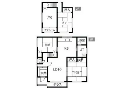 北海道札幌市清田区 2階建 築40年(4LDK)の間取り写真
