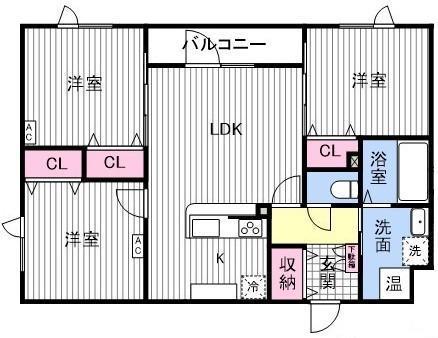 鍋島ハイツ1(3LDK/1階)の間取り写真