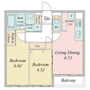 LIVECASA白石(2DK/4階)の間取り写真