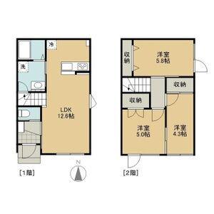 CONFORT上野幌B(3LDK/1階)の間取り写真