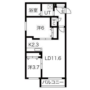 ラ・エスペランス月寒公園(2LDK/4階)の間取り写真