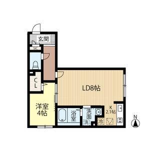 LA CONFORTO厚別(1LDK/1階)の間取り写真