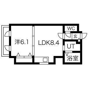 ハナブサビル(1LDK/3階)の間取り写真