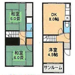 札幌市東西線 大谷地駅 バス乗車時間：20分 桂台団地バス停で下車 徒歩8分 2階建 築50年(3DK)の間取り写真