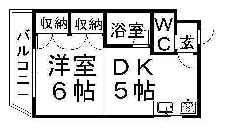 ローレルシャトー(1DK/3階)の間取り写真