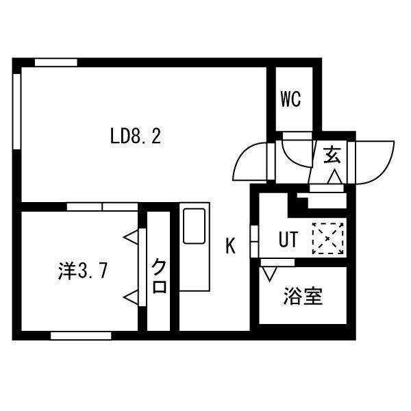 AREA西岡51(1LDK/1階)の間取り写真
