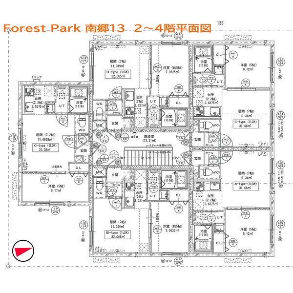 FOREST PARK 南郷13(1DK/3階)の間取り写真