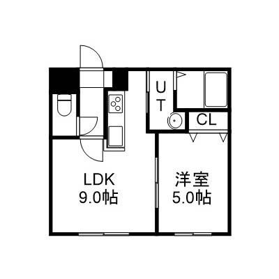 FOREST PARK 南郷13(1DK/2階)の間取り写真