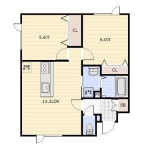 EIE月寒西(2LDK/1階)の間取り写真