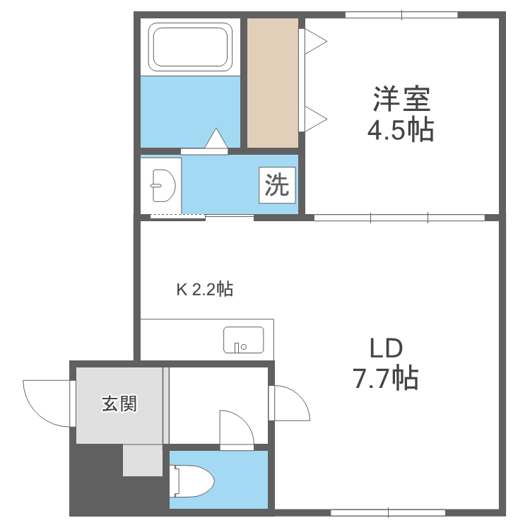 LOTUS FLEUR1(1LDK/2階)の間取り写真