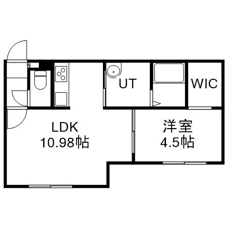 レトワール平岸(1LDK/4階)の間取り写真